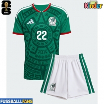 Mexiko Hirving Lozano #22 Heimtrikotsatz Kinder WM 2026 Kurzarm (+ Kurze Hosen)